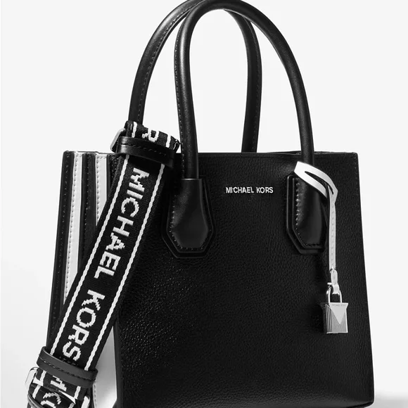 Michael Kors -Medium Leather RARE Logo Tape Accordion Crossbody Bag
